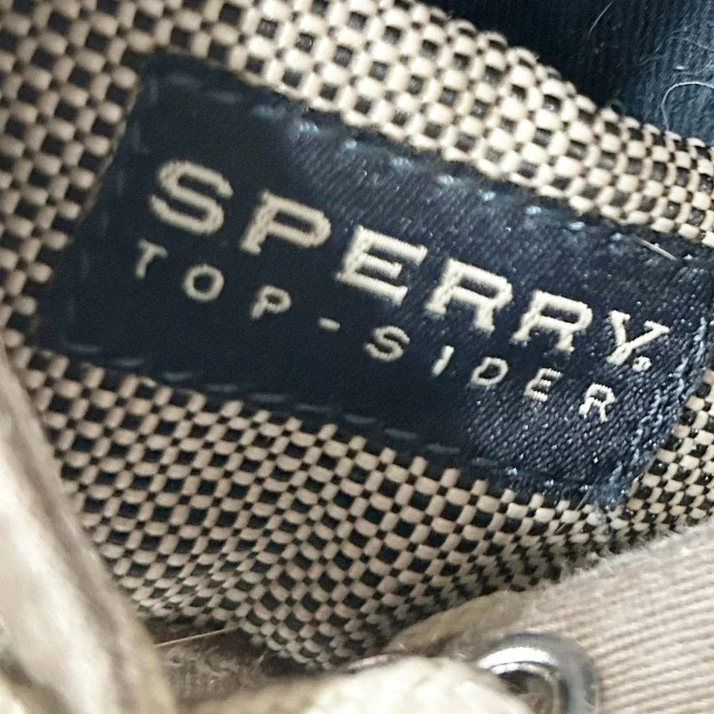 Sperry Topsiders Halyard Gray Washed Light Fade Canvas Lace Up Classic Boat Shoe